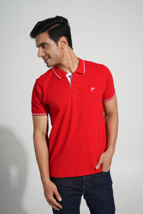 Lah - Tipped men's Polo - Racer Red