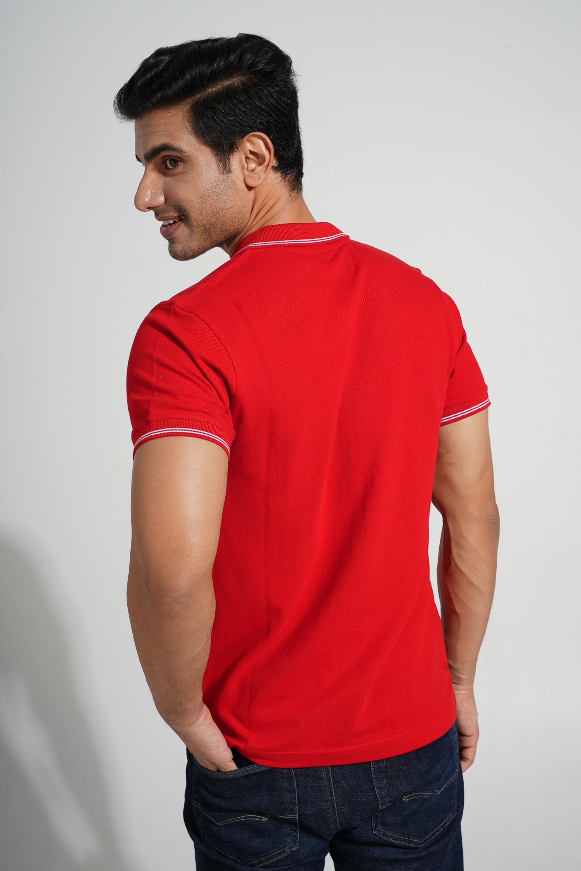 Lah - Tipped men's Polo - Racer Red