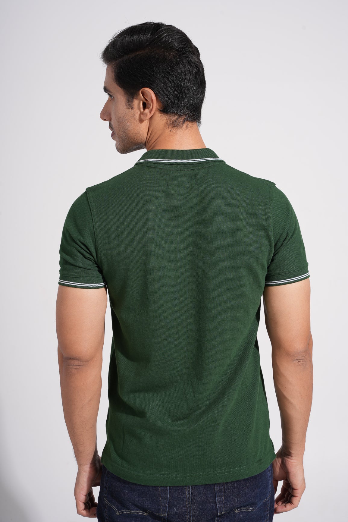 Jaci - Tipped men's Polo - Bottlegreen