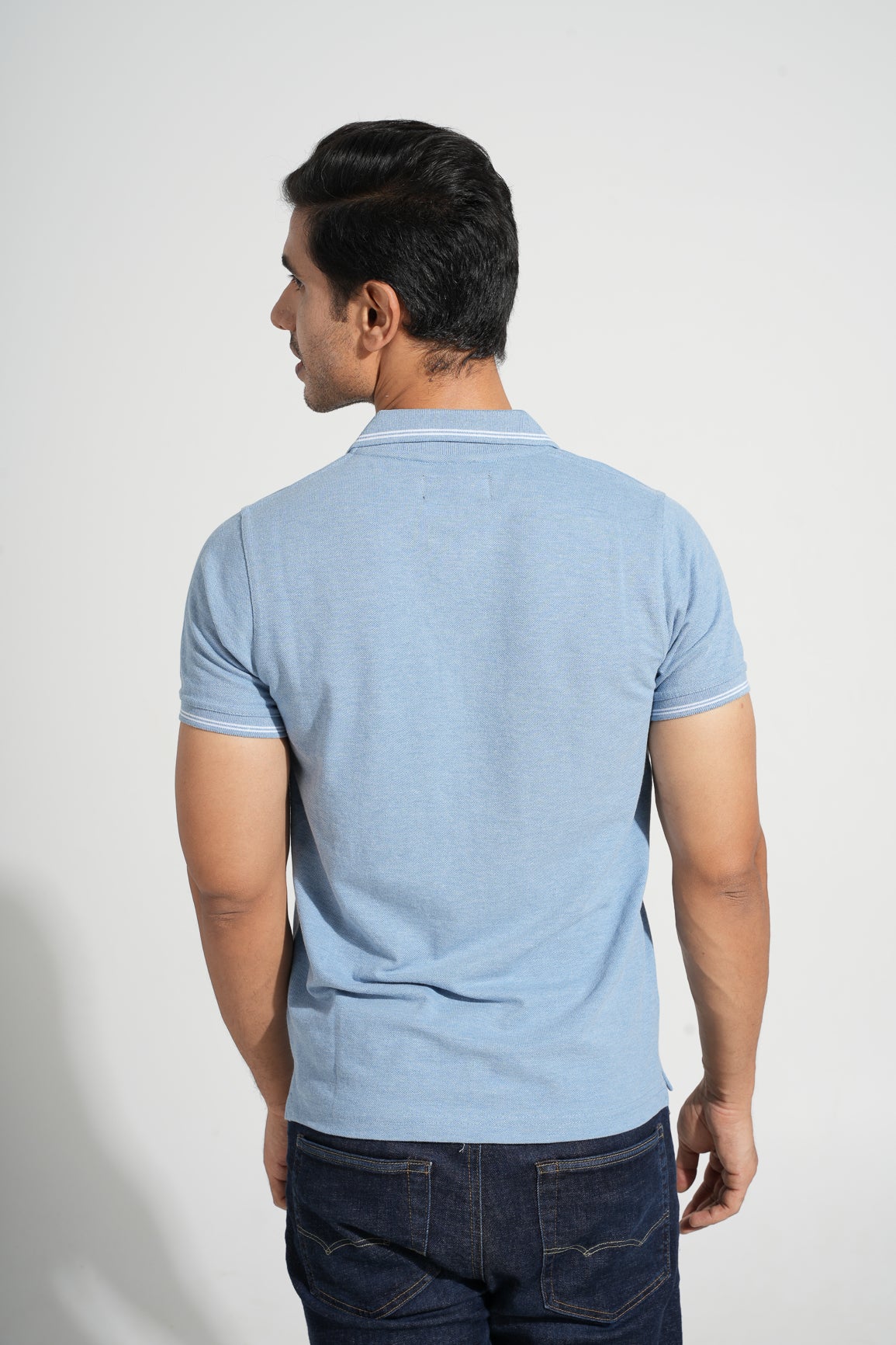 Hala - Tipped Men's Polo - Light Denim