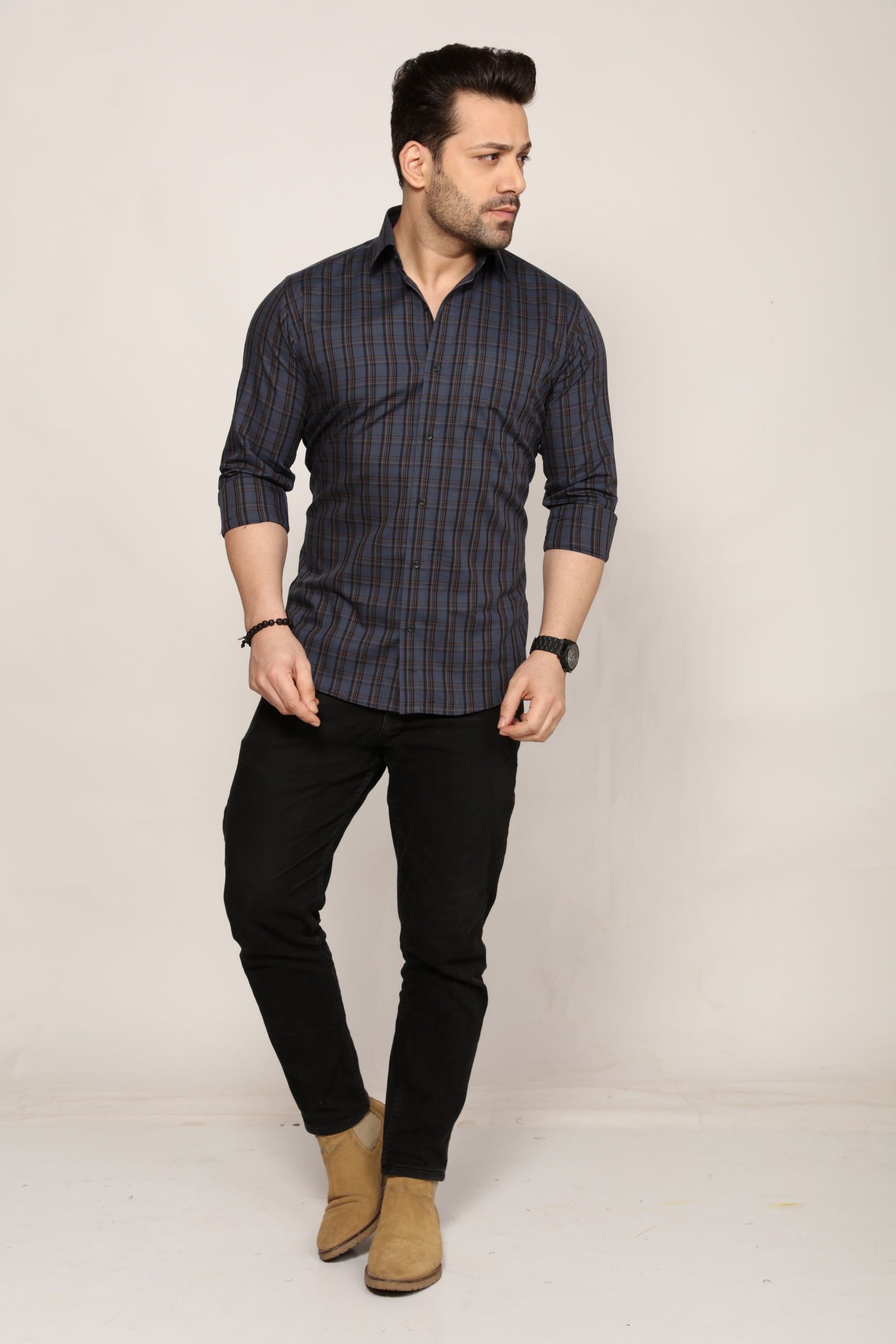 Wells - Checkered slim fit shirt - John Watson